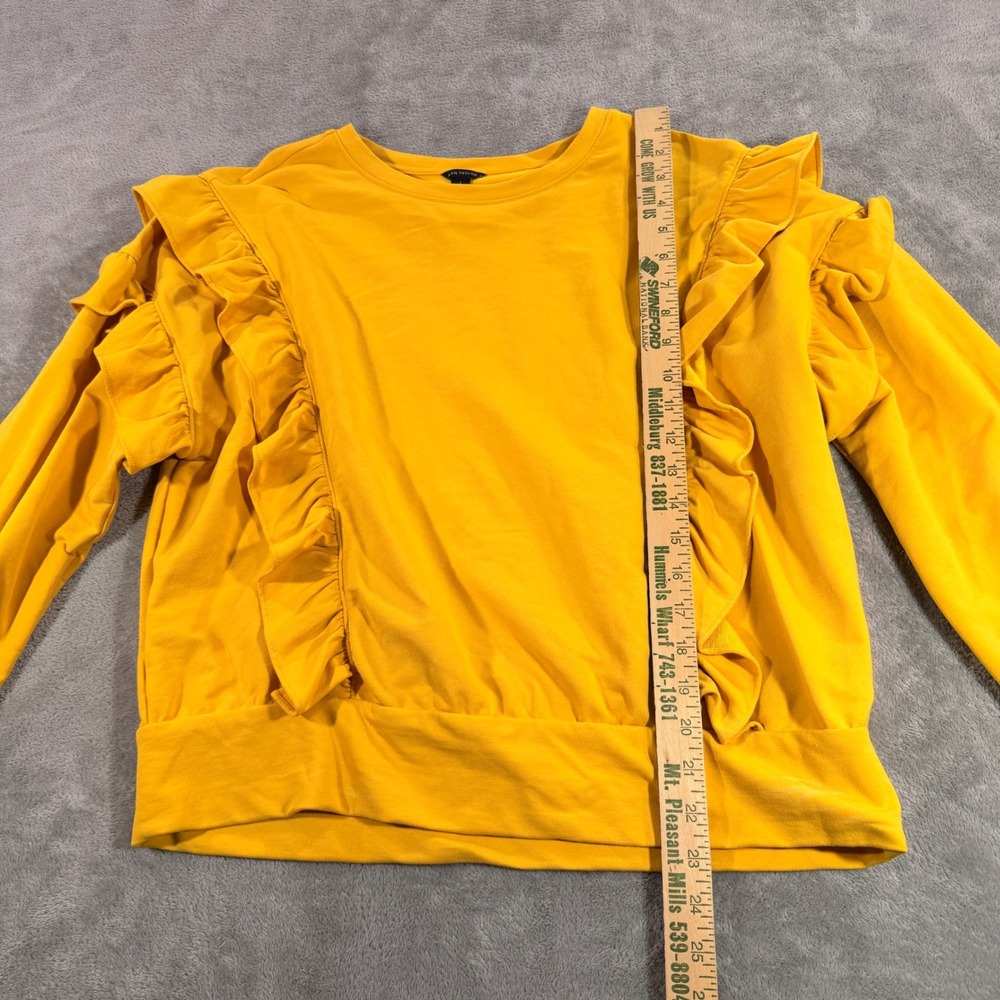 Ann Taylor Sweatshirt Womens L Yellow Ruffle Trim French Terry 547431 - Picture 2 of 9